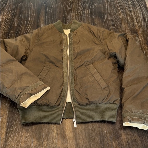 Diesel Jackets & Blazers - DIESEL UNISEX OLIVE GREEN & CREAM REVERSIBLE BOMBER JACKET